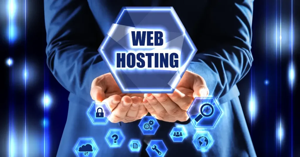 An image with text web hosting, improve your website speed today by using the right hosting. 
